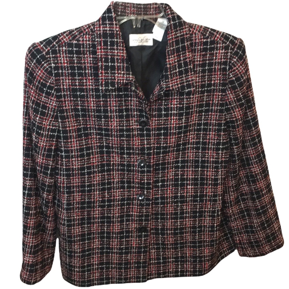 Liz Claiborne Villager Tweed Button Down Blazer Jacket